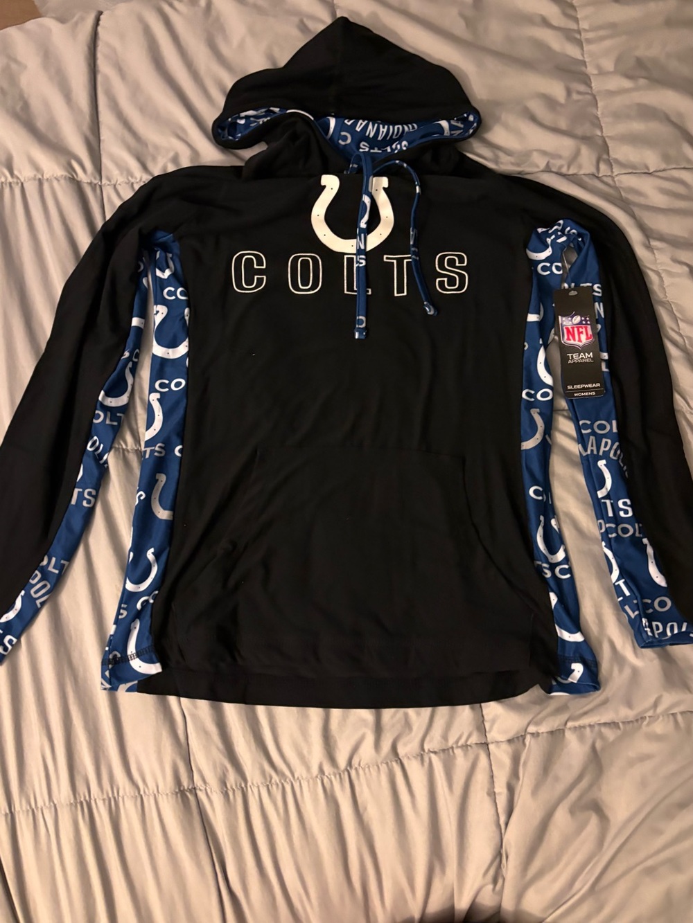 NFL Black Hoodie with Royal Blue Logo Lining